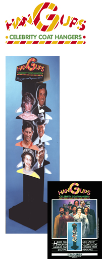 Advertising: Product design, marketing leaflet and point of sale for a range of celebrity cardboard coat hangers